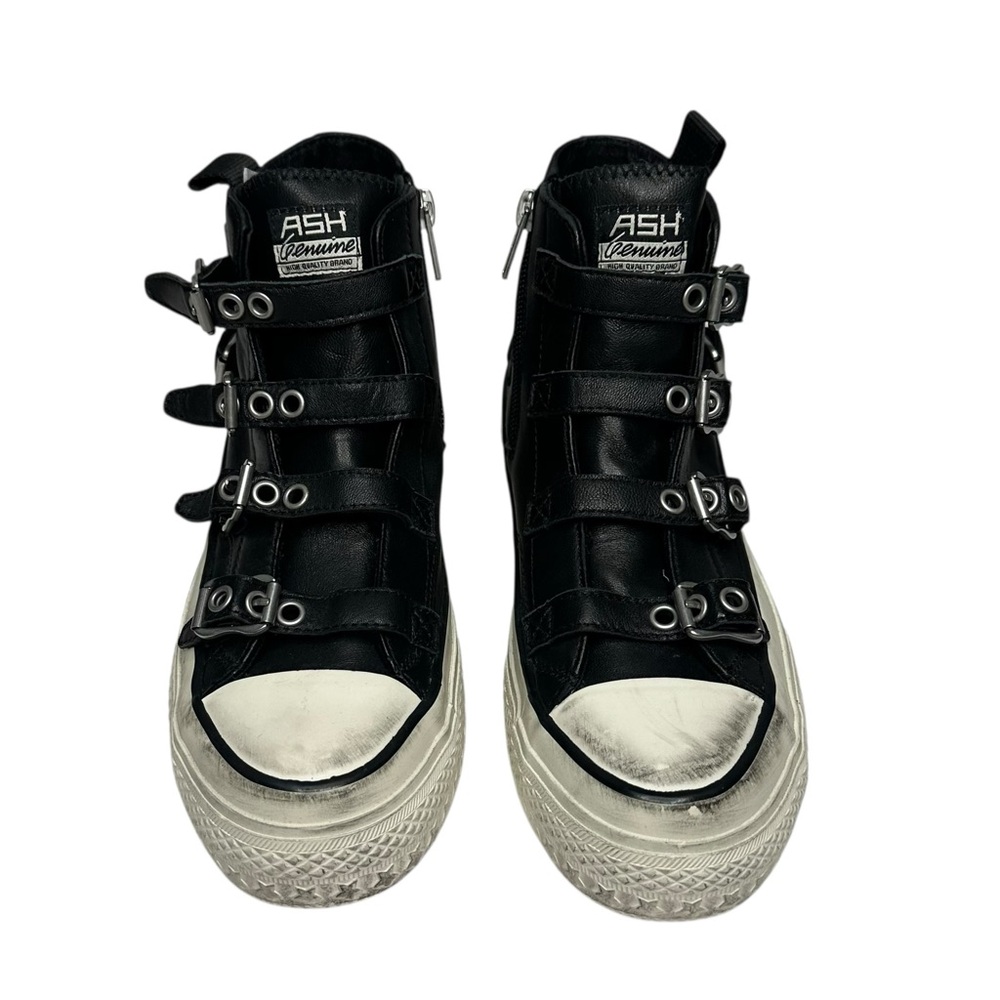 NEW Ash Rainbow Black Leather High Top Distressed Sneakers 36 - Picture 7 of 13